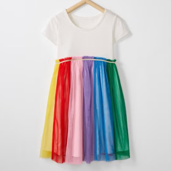 Hanna Andersson Rainbow Dress In Soft Tulle Size 4 - Picture 1 of 11